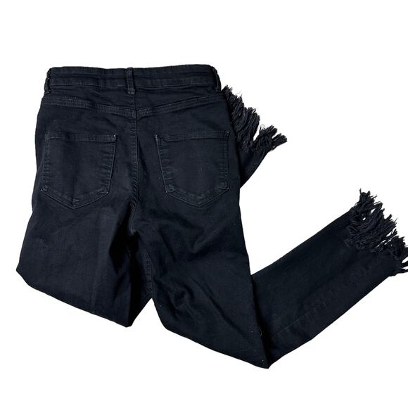 Calzedonia Black Jean Jeggings Skinny Fringe Ankle Jeans Medium - Picture 5 of 5